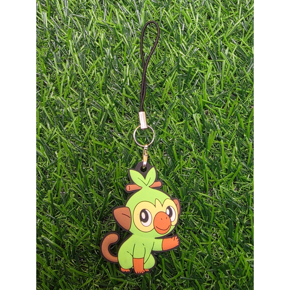 Pokemon Grookey Rubber Charm Keychain Nintendo Galar Grass Starter Green Brown
